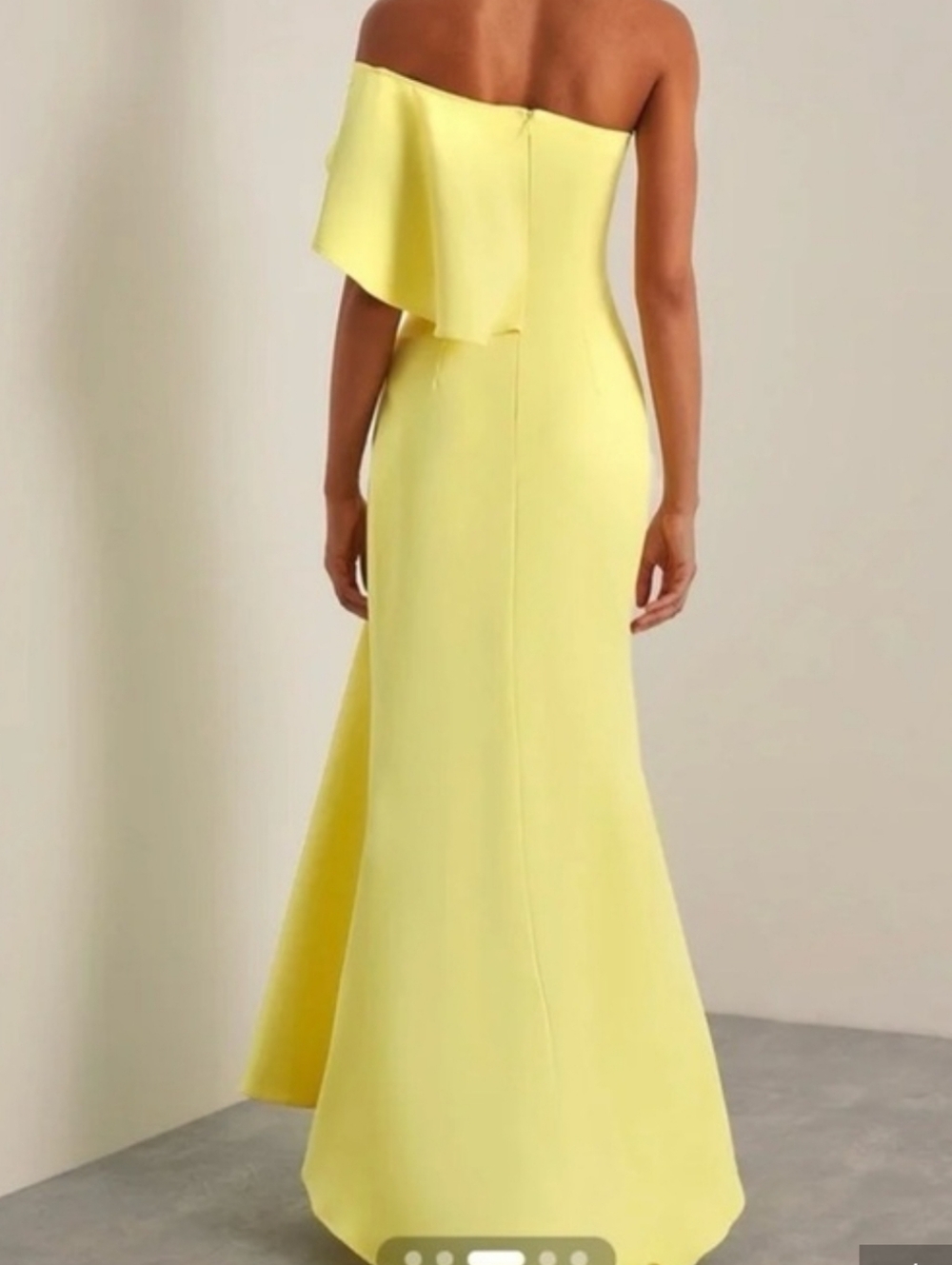 Fehaute One-Shoulder Yellow Ruffle Gown - Picture 2 of 6